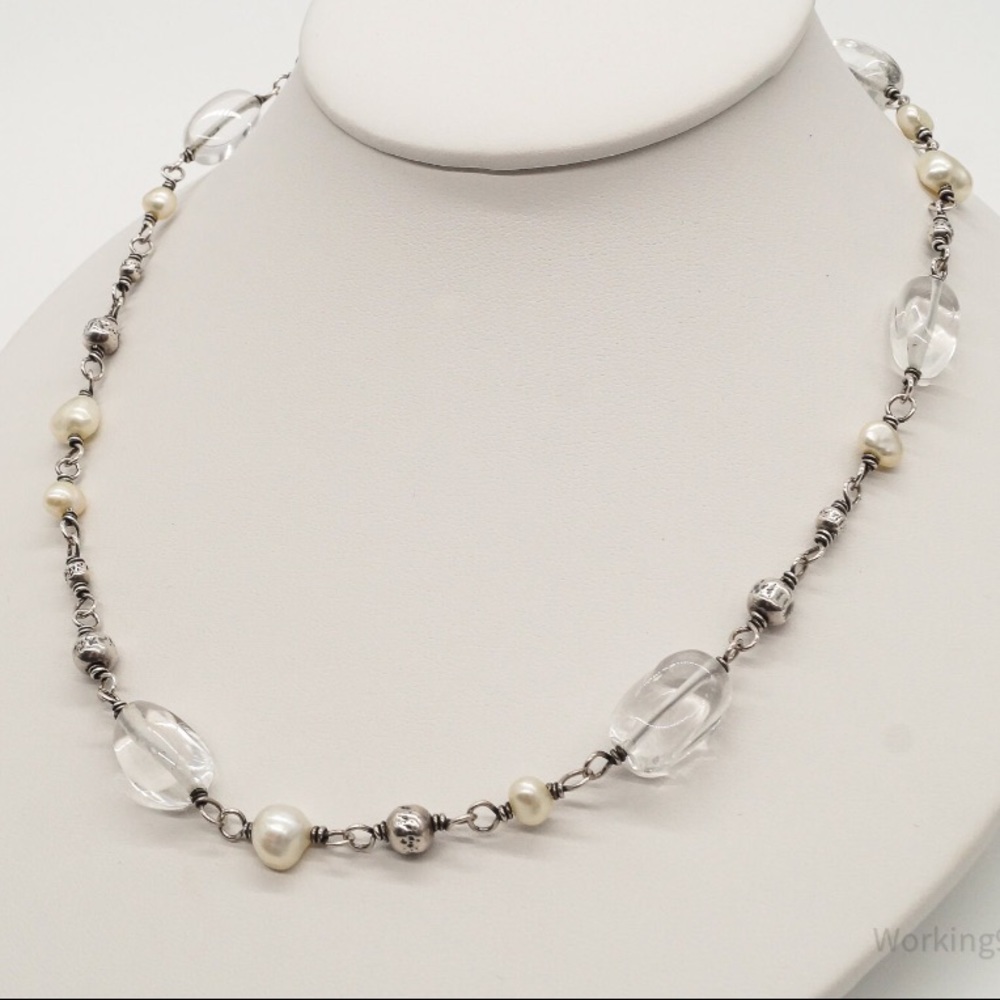 Silpada Vintage Sterling Silver Silver Pearl & Crystal Necklace - Picture 1 of 14